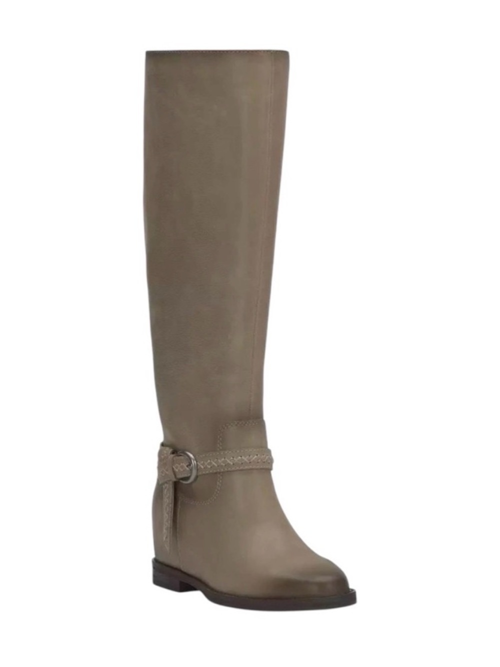 LUCKY BRAND Maltet Tall Buckle LEATHER Riding Boots Silver Cloud Size 5.5 NEW